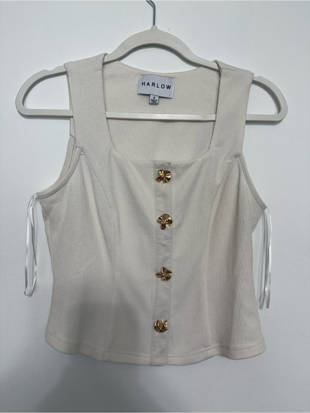 Harlow Textured Button-Front Camisole with Gold Accents